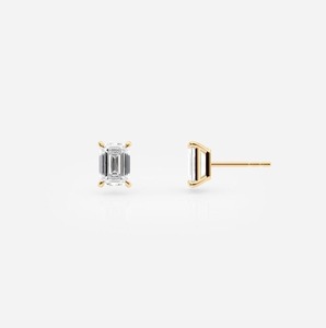 Pendientes de Diamantes Cultivados en Laboratorio en Oro Amarillo de 14K, Corte Esmeralda, Joyería Minimalista - Product Image 1
