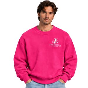 เสื้อสเวตเชิ้ตคอกลมโอเวอร์ไซส์สีชมพูสดสำหรับผู้ชาย แขนยาว ผ้าฝ้าย ทรงหลวม สไตล์ลำลอง สตรีทแวร์ แฟชั่นฤดูหนาว เสื้อจั๊มเปอร์ - Product Image 1