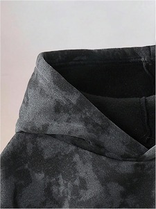 Sweat-shirt à capuche unisexe gris foncé, imprimé floral surdimensionné, en polaire, décontracté, pour l'automne - Product Image 5