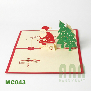 ANN HANDICRAFT, Tarjetas de Invitación Navideñas de Papel Cortado con Láser, Estilo Pop-Up 3D de Santa Claus Pescando, Hechas a Mano en Vietnam - Product Image 4