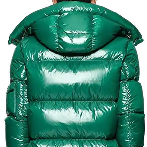 Wholesale Fashion Goose Men's Bubble Quilted Jacket Streetwear Winter Comfortable Customized Shiny Detachable Hood Adjustable - Product Image 5