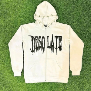 เสื้อฮู้ดซิปผ้าฟลีซพิมพ์ลายพัฟฟ์  ผ้าฝ้ายออร์แกนิค 100%  แบบยูนิเซ็กส์  ใส่ได้ทุกเพศ  ระบายอากาศได้ดี เหมาะสำหรับฤดูหนาว สวมใส่สบาย - Product Image 1