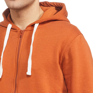 Men's <b>Orange</b> <b>Fleece</b> Hooded Zip-Up Sweatshirt Regular Fit Casual Autumn Wear - Product Image 6