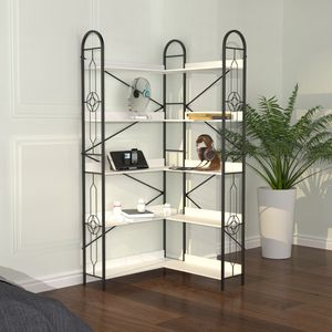 Libreria Angolare Moderna a 5 Ripiani, Grande Scaffale Aperto con Vani Alti per Esposizione e Conservazione - Product Image 1