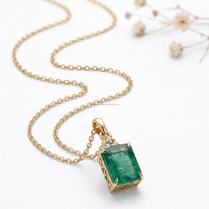 May Birthstone <b>Emerald</b> Fine <b>Pendants</b> & Charms New Arrival <b>Emerald</b> Cut White Gold Fine Jewelry Taurus Success Gift For Women - Product Image 1