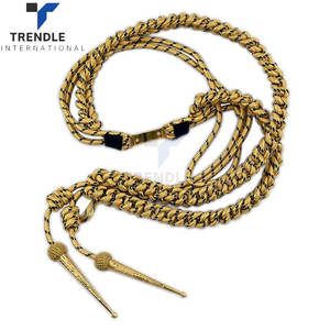 Aiguillette de hombro para uniforme ceremonial, hecha a mano con hilo de alambre plateado y puntas metálicas, diseño personalizable, nailon. - Product Image 6
