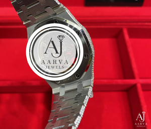 Montre mécanique de luxe Ice Cube, analogique, or blanc, bracelet en cristal, cadran de 28 mm, incrustation de diamants, style bijoux de cérémonie - Product Image 4