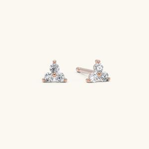 Pendientes de Diamantes Cultivados en Laboratorio de Oro de 14K, Diseño Minimalista de Tres Grupos, Joyería Elegante, Regalo para Mujer - Product Image 1