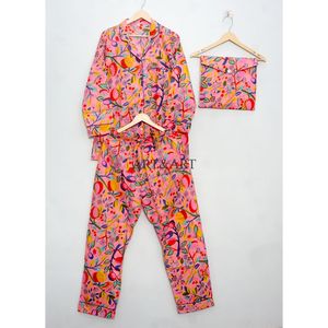 Conjunto de pijama indio 100% algodón al por mayor, vestido con estampado floral, ropa de dormir de verano, ropa de dormir a la moda en tallas grandes, regalo para mujeres. - Product Image 3