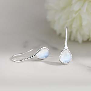 Natural Moonstone Larimar Teardrop <b>Earrings</b> 925 Sterling <b>Silver</b> Gemstone <b>Dangle</b> Cartilage Piercings Jewelry - Product Image 3