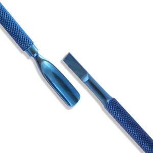 Morje Surgical - Empujador de cutículas metálico de doble punta, reutilizable, kit de manicura con mango azul y diseño de doble cabezal - Product Image 1