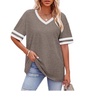 Camiseta de Cuello en V Personalizada para Mujer, 100% Algodón, Transpirable, Ecológica, Informal de Verano, Hecha en Bangladesh - Product Image 4