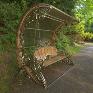 Decorative Wrought Iron <b>Swing</b> Chair Luxury Garden Furniture with Canopy <b>for</b> Resort Patio and Backyard Relaxation - Product Image 6