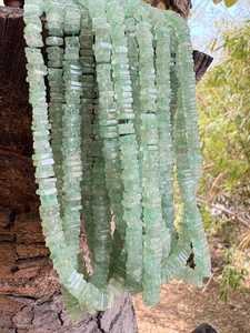 Green Strawberry Square Beads, Natural Smooth <b>Spacer</b> Strand (5-6mm) - Product Image 5