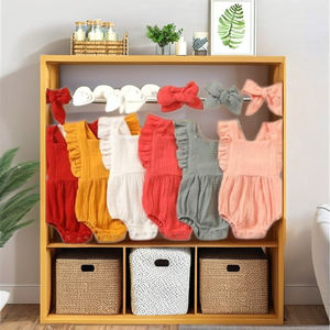 Newborn Cute Infant Baby Girl <b>Romper</b> <b>Knitted</b> Anti-Wrinkle Washable YKK Snap Button Closure Casual Summer Bamboo Spandex - Product Image 1