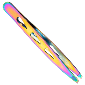 Pinza para Cejas de Acero Inoxidable Resistente al Óxido, Acabado Arcoíris, Punta Inclinada para un Modelado y Mantenimiento Preciso de las Cejas - Product Image 6
