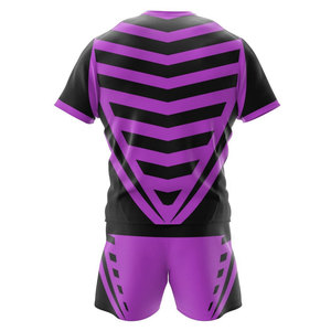 Unisex <b>Red</b> Black Solid Rugby Uniform Set Short Sleeve Crew Neck Moisture Wicking Breathable Athletic Fit All Seasons Front - Product Image 5