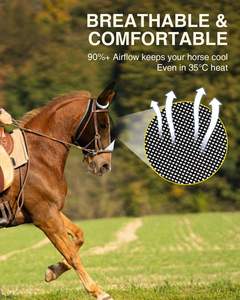 Masque anti-mouches pour chevaux en maille extensible douce avec protection des oreilles, respirant, en polyester élastique, protection UV - Product Image 2