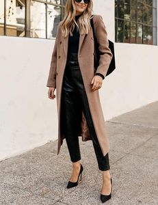 Abrigo Largo de Lana para Mujer, Cuello Alto, Gabardina Larga de Invierno, Ecológico, Ligero, Forro de Satén, Personalizado OEM - Product Image 2