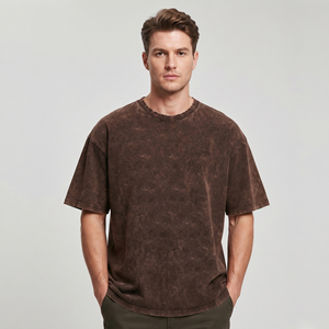Camisetas Oversize para Hombre, Estilo Vintage, de Gran Gramaje, para Gimnasio y Entrenamiento, con Lavado Ácido, Holgadas, de Color Liso, Estilo Urbano, con Efecto Stone Wash - Product Image 1
