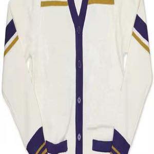 <b>Long</b> Sleeves College University Anti-Wrinkle Thick Winter Mandarin Collar Zipper Button Geometric Knitted <b>Cardigan</b> <b>Sweater</b> - Product Image 4