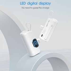 5000mAh <b>Mini</b> Power Bank Portable <b>Charger</b> with Built-In IOS & <b>USB</b>-C Cable LED Display - Product Image 4