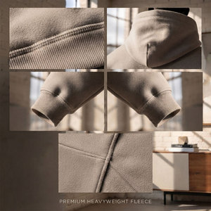 Sweat à capuche épais 450 GSM pour homme, en molleton structuré, à manches longues, style urbain moderne, tissu robuste - Product Image 5