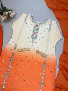 Premium Faux Georgette Suit Set for Women with Heavy Embroidery <b>Sequins</b> Work Full Sleeves and Elegant Dupatta - Product Image 5