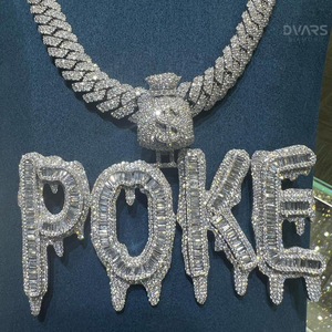Iced VVS Moissanite Brilliant Cut Custom Letter <b>Pendant</b> Rapper Hip Hop Luxury Style Rhodium Plated 925 <b>Silver</b> <b>Initial</b> <b>Pendant</b> - Product Image 1