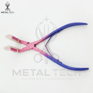 Pince à ruban adhésif pour extensions capillaires dégradé rose-violet, structure métallique lisse, mâchoires en silicone souple, pince de pressage pour sceller les bandes - Product Image 6