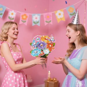 Kit fai da te per bouquet di fiori con strass multicolori e farfalle decorative per progetti creativi per bambini dai 7 ai 12 anni - Product Image 3