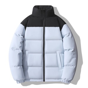 Men Solid Color Puffer <b>Jacket</b> Waterproof Windproof Bamboo Lining Polyester Wadding Winter Casual Zipper Front Hooded Quilted - Product Image 2