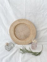 Assiette de présentation en rotin tressé, style bohème, écologique, faite à la main, personnalisable, pour la mise en table de mariage, les événements et la restauration