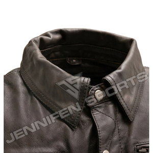 Veste en cuir de vachette véritable personnalisée, couleur contrastée, style vintage, pour homme, veste de motard et streetwear, grande taille - Product Image 2
