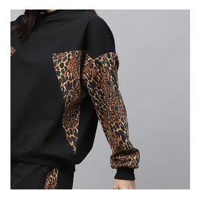 Conjunto Deportivo de Mujer con Estampado de Leopardo, Sudadera Larga Informal, Pantalones Deportivos, Cuello Redondo, Cintura Elástica, Bolsillos Laterales, Ropa de Otoño - Product Image 3