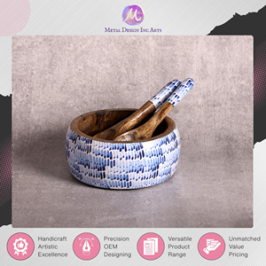 Offre Spéciale : Ensemble de Saladiers en Bois de Mangue Peint à la Brosse avec Finition Émaillée pour la Décoration Intérieure, Prix de Gros - Product Image 3