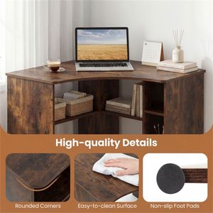 Tavolo per Laptop con Vetro Temperato, Scrivania ad Angolo a L per Casa e Ufficio, Ripiani Regolabili a 90 Gradi - Product Image 5