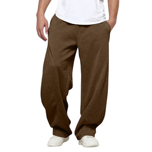 Pantalones Deportivos de Algodón Marrón para Hombre, Cintura Elástica con Cordón, Pantalones Casuales para Correr, Bolsillos Laterales, Tejido Transpirable de Peso Medio - Product Image 3