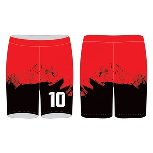 Tenues de sport 7v7 de qualité supérieure, vêtements de compression personnalisés, sublimation rouge et noir, débardeur et short unisexes à séchage rapide - Product Image 4
