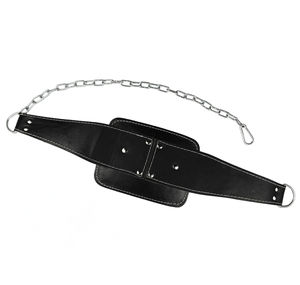 Cinturón de cadena con peso personalizado de cuero negro de alta calidad y resistencia para levantamiento de pesas y boxeo. - Product Image 1