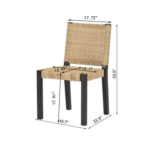 Set di 2 Sedie da Pranzo in Stile Moderno Rustico, Legno Massello con Schienale in Rattan, Finitura Noce, Versatili per Interni/Esterni, Arredamento da Giardino - Product Image 5