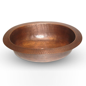 Lavabo Ovalado de Cobre Martillado para Baño, Lavabo Rústico Hecho a Mano - Product Image 1