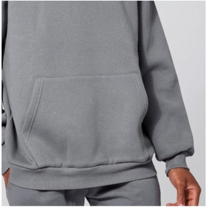 Men's Oversized Hooded Sweatshirt Solid Color Fleece Casual Wear Autumn Style Pocket Design Regular Fit Knitted - Product Image 4