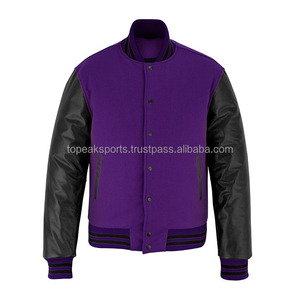 2026 OEM Hot Selling Purple Wool Black Leather Sleeves Varsity <b>Jacket</b> For Men's 100% High Quality Low MOQ <b>Heated</b> Fashion <b>Jackets</b> - Product Image 6