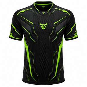 T-shirt de baseball pour homme Ignite, noir et vert, à sublimation géométrique, en polyester à séchage rapide, maillot de sport - Product Image 1