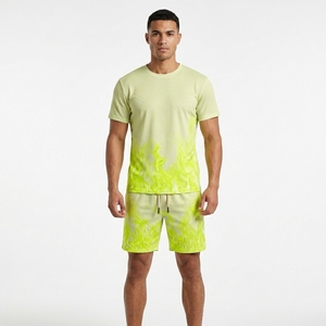 Men's Short Sleeve Digital Print Tshirt <b>Set</b> for Summer Casual Outdoor Sports and Vacation 2 Piece Tshirt and Shorts <b>Set</b> - Product Image 3