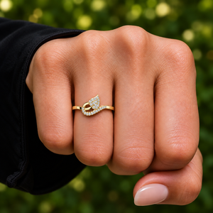 แหวนเพชรทรงกลมเพาะเลี้ยงในห้องปฏิบัติการ ทองคำแท้ 10K 14K 18K ดีไซน์ใบไม้แบบไขว้ ประดับเพชรแบบ Pave ระดับ DEF VVS แหวนแต่งงาน เครื่องประดับชั้นดี ขายส่ง - Product Image 2