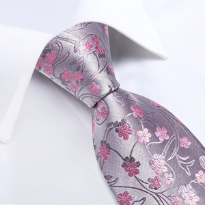 Corbatas florales de seda 100% para hombre, conjunto de corbata, pañuelo, broche y gemelos para boda, accesorios para hombre - Product Image 1