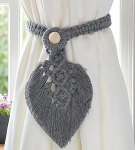 Macrame Curtain <b>Tiebacks</b>: Boho Cotton Window Decor - Product Image 2
