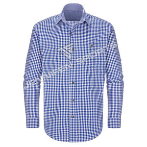 Camisa Tradicional Alemana a Cuadros Azul y Blanco de Manga Larga 100% Algodón para Hombre, Estilo Bávaro para Oktoberfest - Product Image 1